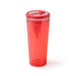 Vaso translúcido con pajita, asa abatible y sistema antigoteo 670ml color rojo vista detalle 4
