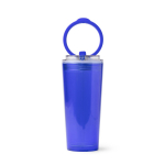 Vaso translúcido con pajita, asa abatible y sistema antigoteo 670ml color azul real segunda vista