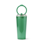 Vaso translúcido con pajita, asa abatible y sistema antigoteo 670ml color verde oscuro segunda vista