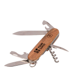Navaja de acero inoxidable y madera Victorinox con 10 funciones color madera vista de impresión