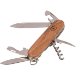 Navaja de acero inoxidable y madera Victorinox con 10 funciones primera vista