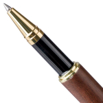 Set de escritura de madera y latón con estuche de madera y tinta azul