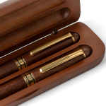Set de escritura de madera y latón con estuche de madera y tinta azul octava vista