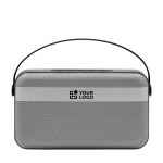 Altavoz inalámbrico con doble altavoz de graves BrandCharger 16W color plateado vista de impresión
