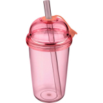 Vaso de RPET con tapa de rosca y pajita con tapón de silicona 500ml color rosa segunda vista