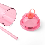 Vaso de RPET con tapa de rosca y pajita con tapón de silicona 500ml color rosa cuarta vista