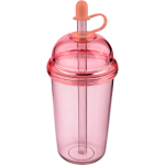Vaso de RPET con tapa de rosca y pajita con tapón de silicona 500ml color rosa quinta vista