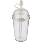 Vaso de RPET con tapa de rosca y pajita con tapón de silicona 500ml color transparente quinta vista