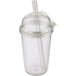 Vaso de RPET con tapa de rosca y pajita con tapón de silicona 500ml color transparente sexta vista