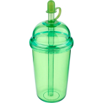Vaso de RPET con tapa de rosca y pajita con tapón de silicona 500ml color verde claro segunda vista