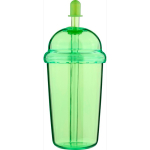 Vaso de RPET con tapa de rosca y pajita con tapón de silicona 500ml color verde claro tercera vista