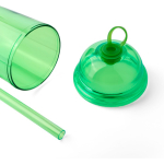 Vaso de RPET con tapa de rosca y pajita con tapón de silicona 500ml color verde claro cuarta vista
