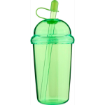 Vaso de RPET con tapa de rosca y pajita con tapón de silicona 500ml color verde claro quinta vista