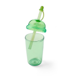 Vaso de RPET con tapa de rosca y pajita con tapón de silicona 500ml color verde claro sexta vista