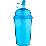 Vaso de RPET con tapa de rosca y pajita con tapón de silicona 500ml color azul claro tercera vista