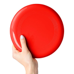 Frisbee macizo de plástico reciclado con 21 cm de diámetro color rojo segunda vista