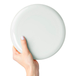 Frisbee macizo de plástico reciclado con 21 cm de diámetro color blanco primera vista