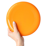 Frisbee macizo de plástico reciclado con 21 cm de diámetro color naranja tercera vista