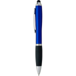 Bolígrafo de plástico reciclado con puntero táctil y tinta negra color azul cuarta vista