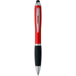 Bolígrafo de plástico reciclado con puntero táctil y tinta negra color rojo segunda vista