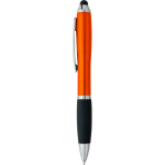 Bolígrafo de plástico reciclado con puntero táctil y tinta negra color naranja segunda vista