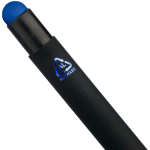 Bolígrafo de aluminio reciclado con recubrimiento de goma y tinta azul color azul sexta vista