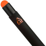 Bolígrafo de aluminio reciclado con recubrimiento de goma y tinta azul color naranja primera vista