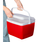 Nevera portátil de plástico resistente con doble pared y asa 13L color rojo cuarta vista