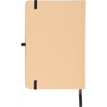 Libreta con tapa rígida de kraft con goma elástica A5 hojas a rayas color negro tercera vista