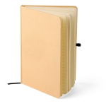 Libreta con tapa rígida de kraft con goma elástica A5 hojas a rayas color negro quinta vista