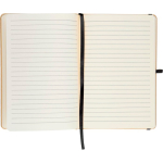Libreta con tapa rígida de kraft con goma elástica A5 hojas a rayas color negro sexta vista