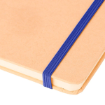 Libreta con tapa rígida de kraft con goma elástica A5 hojas a rayas color azul tercera vista
