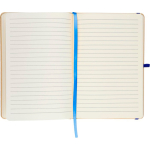 Libreta con tapa rígida de kraft con goma elástica A5 hojas a rayas color azul sexta vista