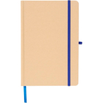 Libreta con tapa rígida de kraft con goma elástica A5 hojas a rayas color azul séptima vista