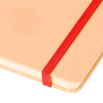 Libreta con tapa rígida de kraft con goma elástica A5 hojas a rayas color rojo tercera vista