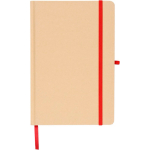 Libreta con tapa rígida de kraft con goma elástica A5 hojas a rayas color rojo quinta vista
