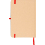 Libreta con tapa rígida de kraft con goma elástica A5 hojas a rayas color rojo octava vista