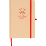 Libreta con tapa rígida de kraft con goma elástica A5 hojas a rayas color rojo novena vista