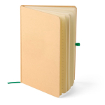 Libreta con tapa rígida de kraft con goma elástica A5 hojas a rayas color verde sexta vista