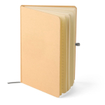 Libreta con tapa rígida de kraft con goma elástica A5 hojas a rayas color plateado tercera vista