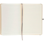 Libreta con tapa rígida de kraft con goma elástica A5 hojas a rayas color plateado sexta vista