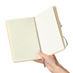 Libreta con tapa rígida de kraft con goma elástica A5 hojas a rayas color plateado séptima vista