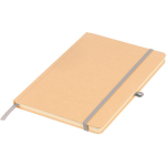 Libreta con tapa rígida de kraft con goma elástica A5 hojas a rayas color plateado octava vista