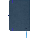 Libreta tapa de PU reciclado con marcapáginas A5 y hojas a rayas color azul segunda vista