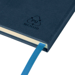 Libreta tapa de PU reciclado con marcapáginas A5 y hojas a rayas color azul quinta vista