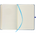 Libreta tapa de PU reciclado con marcapáginas A5 y hojas a rayas color azul octava vista