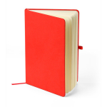 Libreta tapa de PU reciclado con marcapáginas A5 y hojas a rayas color rojo segunda vista