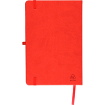 Libreta tapa de PU reciclado con marcapáginas A5 y hojas a rayas color rojo sexta vista