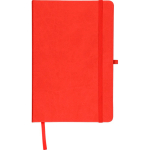 Libreta tapa de PU reciclado con marcapáginas A5 y hojas a rayas color rojo séptima vista