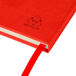 Libreta tapa de PU reciclado con marcapáginas A5 y hojas a rayas color rojo octava vista